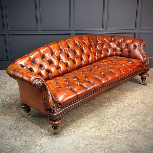 Magnificent Hand Dyed Brown Victorian Leather Sofa