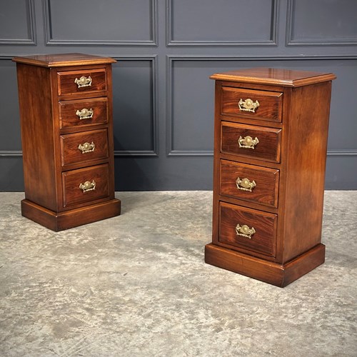 Pair Of Edwardian Mahogany & Rosewood Bedside Chests