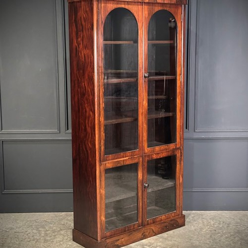 Tall Victorian Rosewood Glazed Bookcase