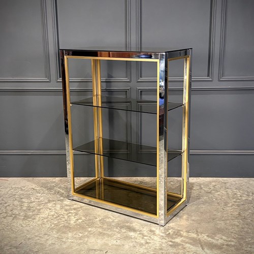 Renato Zevi Smoked Glass & Chrome Shelving Unit