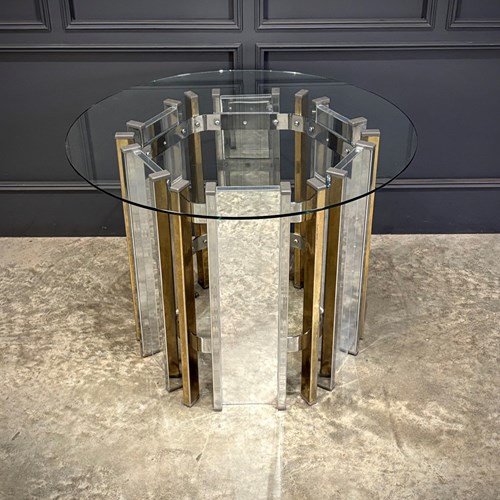Vintage Glass Chrome & Mirror Centre Table