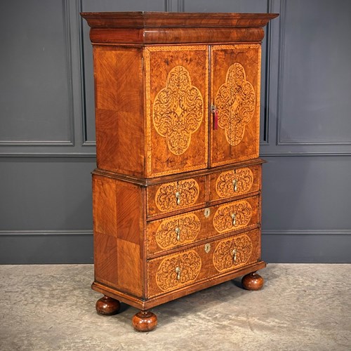 William & Mary Walnut Cabinet On Stand