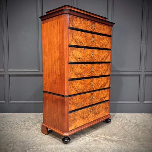 19Th Century Walnut Tall Chest Of Drawers
