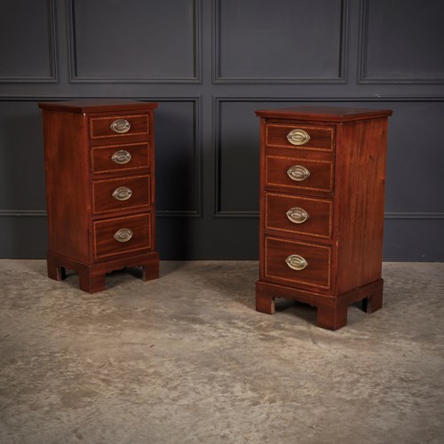 Pair Of Inlaid Mahogany Bedside Chests