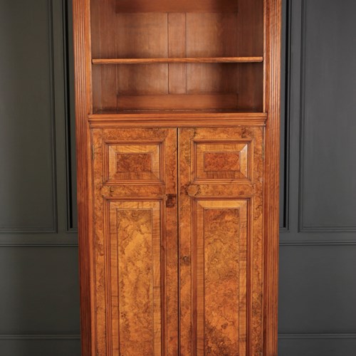 Victorian Burr Walnut Office Bookcase