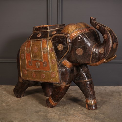 Indian Brass & Hardwood Carved Elephant