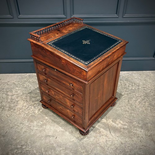 Large 19Th Century Rosewood Davenport Desk