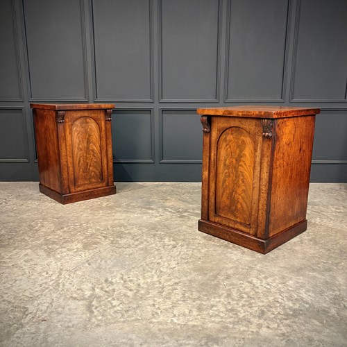 Pair Of Victorian Flame Mahogany Bedside Cabinets