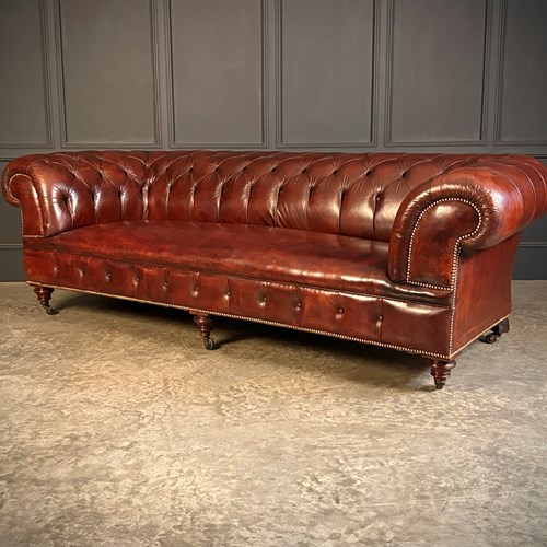 Large Victorian Leather Chesterfield Sofa