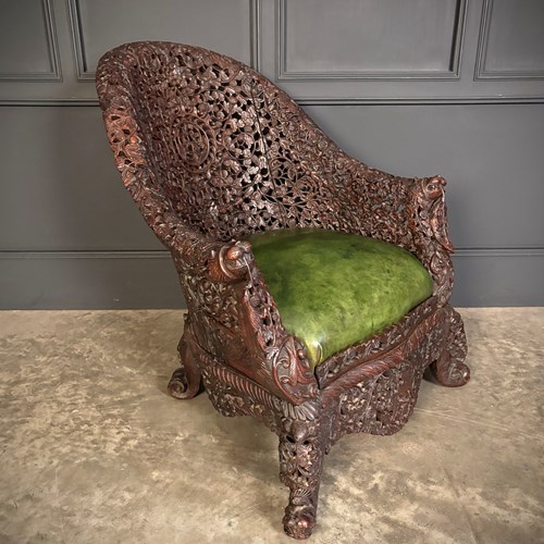 Carved Burmese Armchair