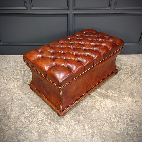 Large Regency Leather Ottoman