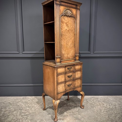 Small Queen Anne Style Walnut Bookcase 