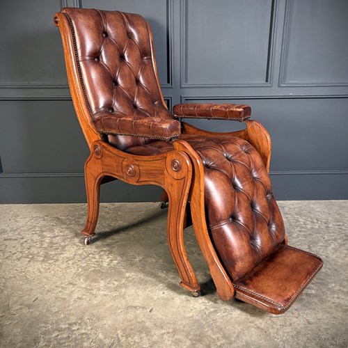 Superb Regency Mahogany & Leather Reclining Armchair