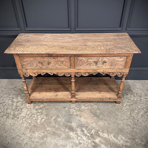 18Th Century Bleached Oak Potboard Dresser 