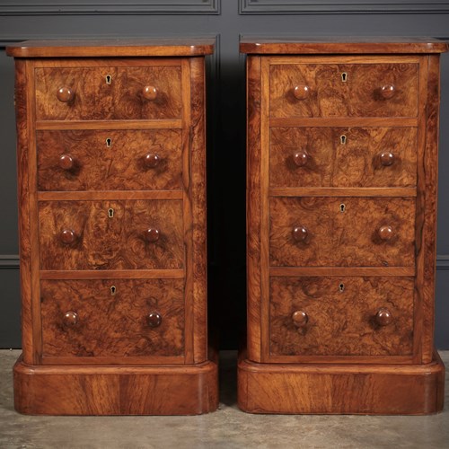 Pair Of Victorian Burr Walnut Bedside Cabinets
