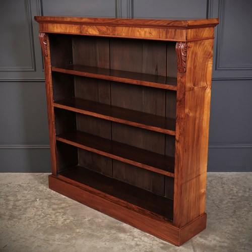 Victorian Figured Walnut Open Bookcase
