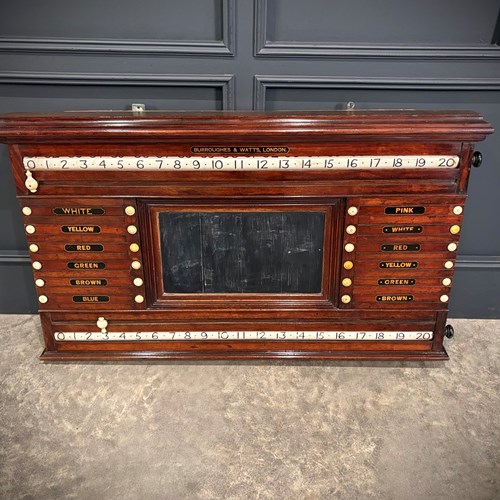 Antique Burroughes & Watts Mahogany Billiards Scoreboard