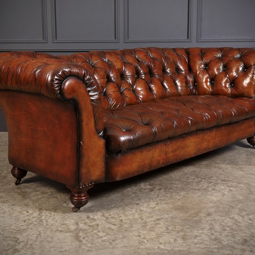 Genuine Victorian Leather Chesterfield Sofa