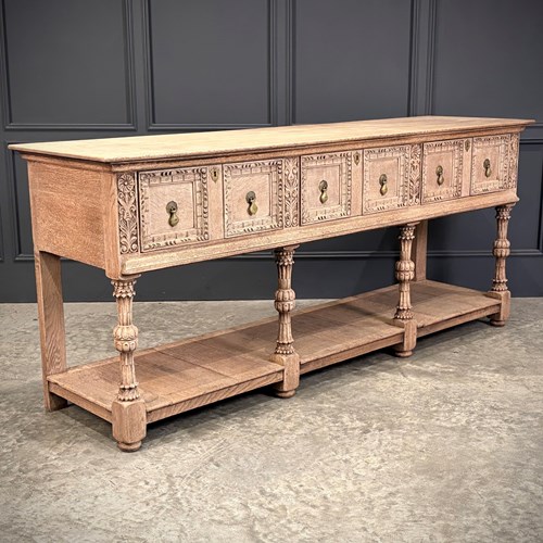 Bleached Carved Oak Potboard Dresser