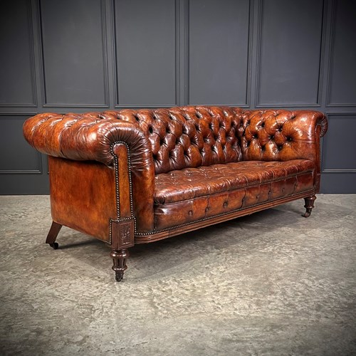 Victorian Hand Dyed Leather Chesterfield Sofa