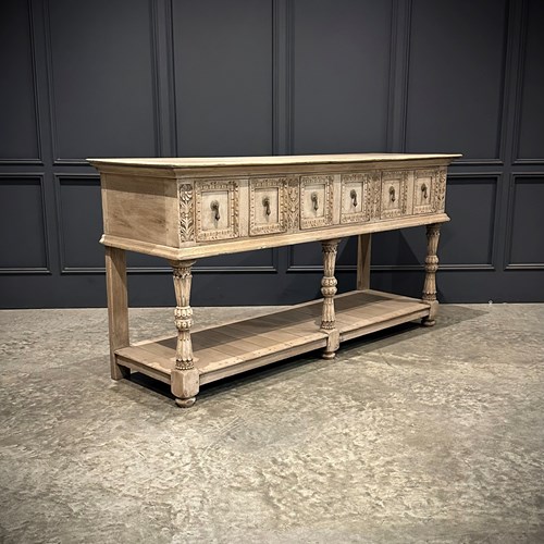 Carved Bleached Oak Potboard Dresser