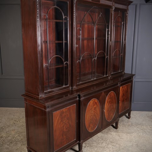 Large Mahogany Breakfront Glazed Bookcase