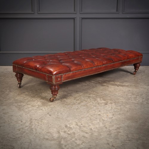 Large Victorian Buttoned Leather Footstool