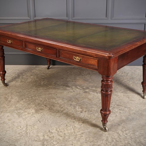 Large Victorian Mahogany Partners Writing Table By Maple & Co.