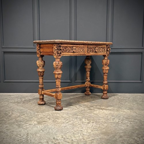 Carved Bleached Oak Console Table By Edwards & Roberts