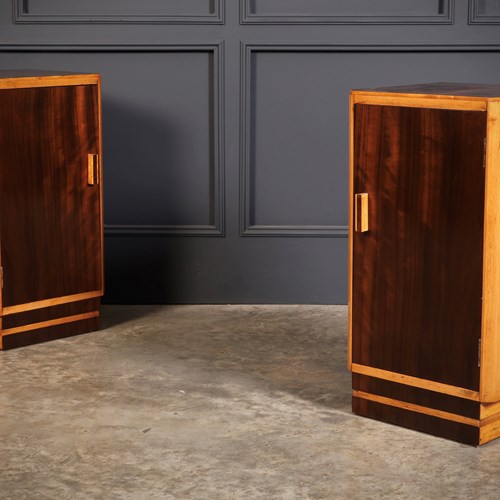 Rare Pair Of Art Deco Macassar Ebony Bedside Cabinets