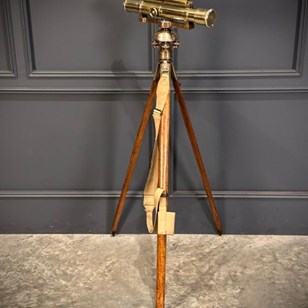 Brass Surveyors Level On Oak Tripod...