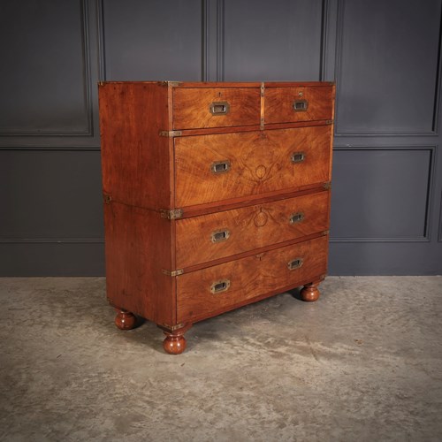 Rare Figured Walnut Military Campaign Chest 