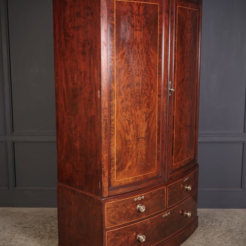 Regency Inlaid Mahogany Bow Front Wardrobe