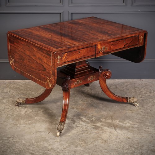 Exquisite Regency Rosewood Brass Inlaid Sofa Table