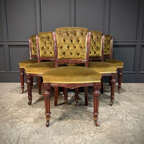 Set Of Six Victorian Mahogany Dining Chairs