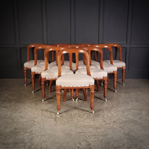 Magnificent Set Of Ten Victorian Oak Dining Chairs