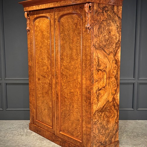 Fine Victorian Burr Walnut Wardrobe