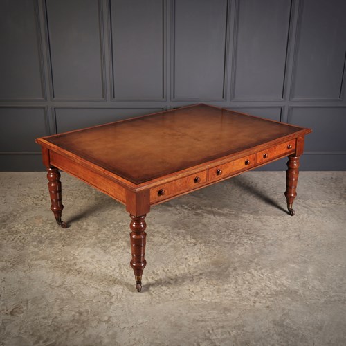 Victorian Mahogany & Amboyna Writing Table By Bulstrode Cambridge