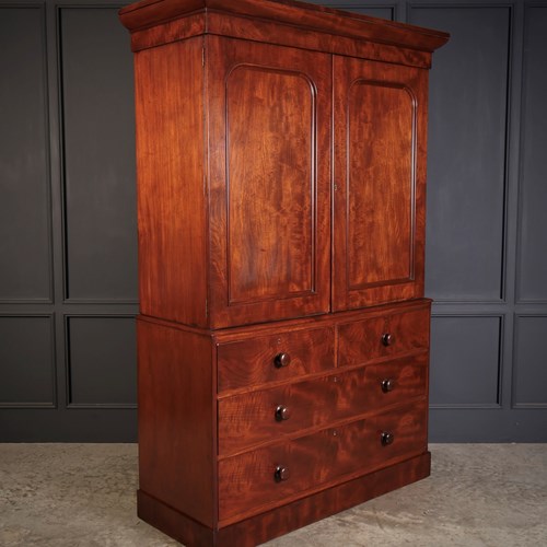 Fine Victorian Mahogany Linen Press