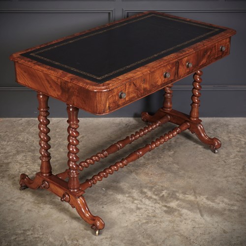Victorian Walnut Library Writing Table Desk