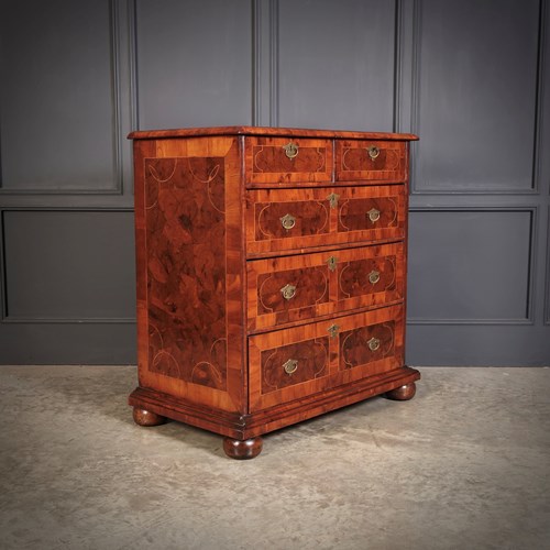 William & Mary Oyster Veneered Chest Of Drawers