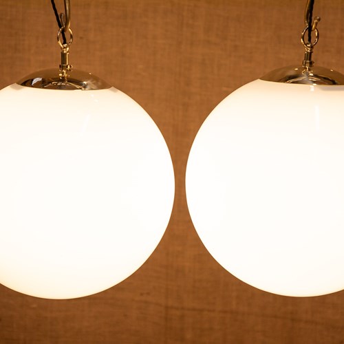 Extra Large Art Deco Opaline Pendants