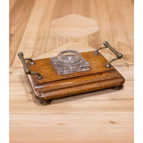 Regency Oak Desk Stand & Inkwell