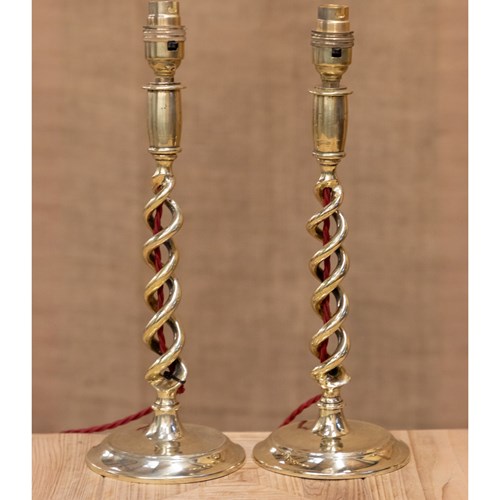 Pair Of Brass Table Lamps