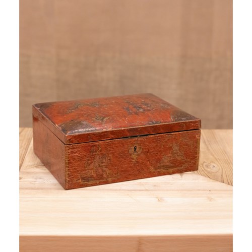 18Th Century Red Lacquered Deed Box