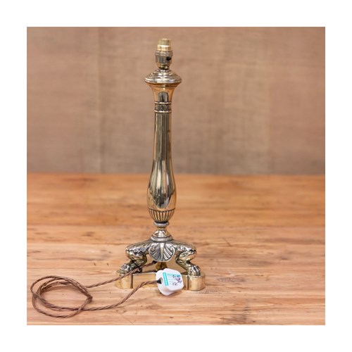 Large 19Th Century Country House Brass Table Lamp