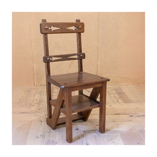 Gothic Oak Metamorphic Library Steps / Chair 