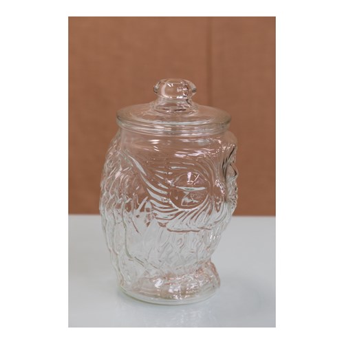 Glass Cookie Jar In The Form Of An Owl 