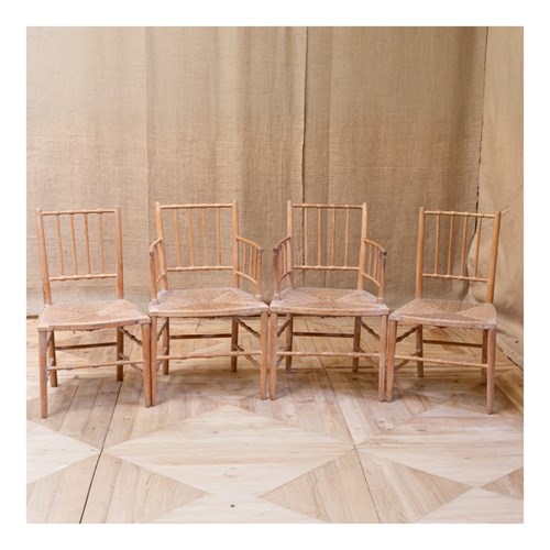 Set Of Regency Rush Seated Chairs