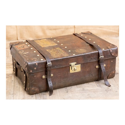 Large Leather Travelling Trunk 